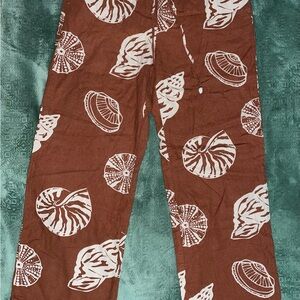 Rachel Zoe Brown Trousers with White Shell Pattern